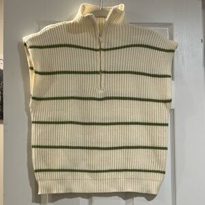 Elan Cream and Green Striped Vest
